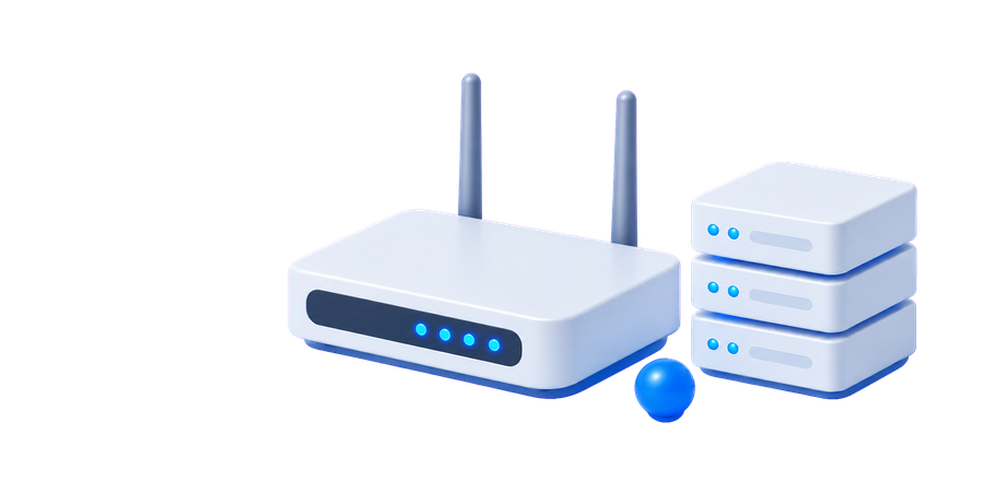路由器与服务器网络连接插画